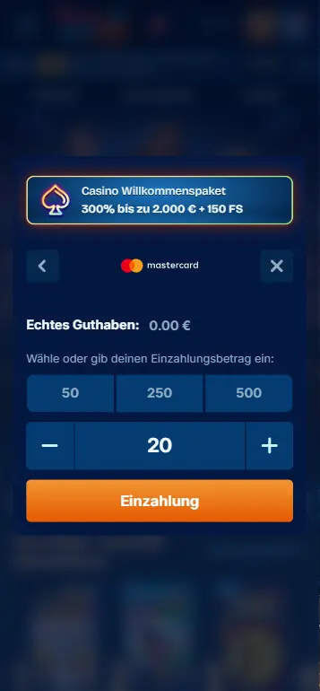 Einzahlungs-Interface für Le Bunny Casino