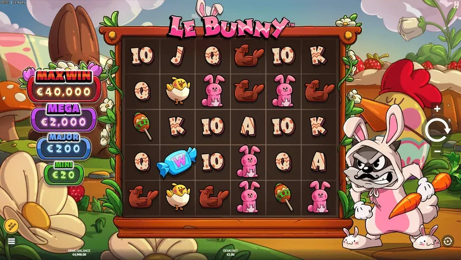 Le Bunny Basisspiel: rosa Hase auf pastellfarbener Frühlingswiese