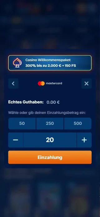 Einzahlungsseite im Casino für Le Bunny