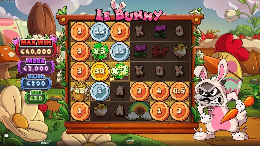 Goldener Klee in Le Bunny erhöht alle Münzwerte auf dem Spielfeld