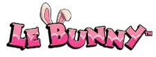 Le Bunny Logo: rosa Hase mit bunten Ostereiern