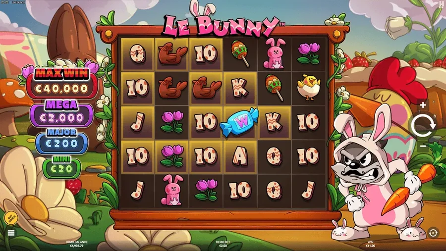 Le Bunny Spielfeld mit markierten Goldenen Feldern nach einem Gewinn