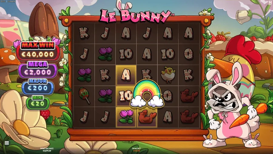 Regenbogen-Symbol in Le Bunny schaltet alle Goldenen Felder frei
