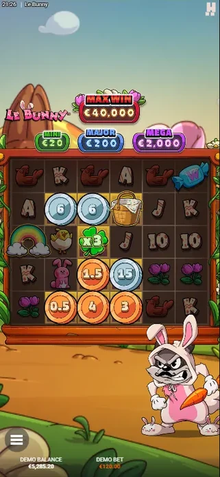 Goldener Klee multipliziert die Münzwerte in Le Bunny