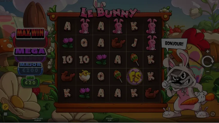 Le Bunny Demo-Fenster mit Hase, Ostereiern und Goldenen Feldern
